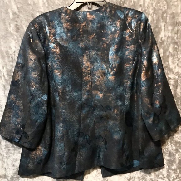 Maggie Barnes for Catherine's NWT Deep Teal/Copper AUTUMN HOLIDAY Blazer - Picture 2 of 4